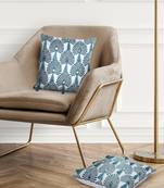 Mezposh teal green & white scallop embellished cotton acrylic jacquard cushion covers (16"x16") set of 2