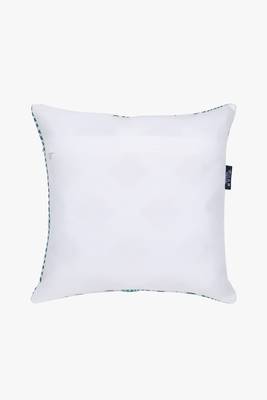 Mezposh teal green & white scallop embellished cotton acrylic jacquard cushion covers (16"x16") set of 2 4