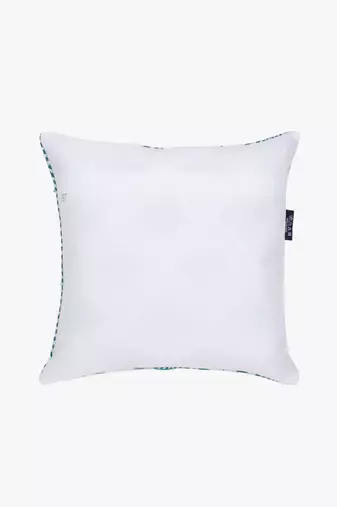 Mezposh teal green & white scallop embellished cotton acrylic jacquard cushion covers (16"x16") set of 2