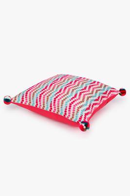 Mezposh natural & multi striped cotton acrylic jacquard cushion covers (16"x16") set of 2 5