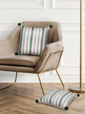Mezposh natural & sage  striped cotton acrylic jacquard cushion covers (16"x16") set of 2 1