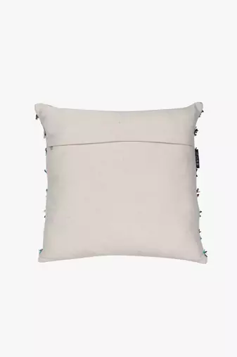 Mezposh cream & multi self design cotton acrylic jacquard cushion covers (16"x16") set of 2