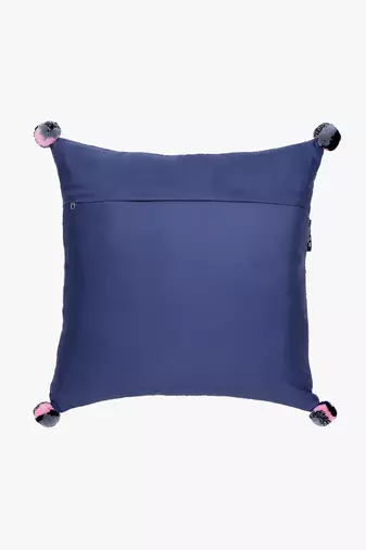 Mezposh blue, pink & multi checkered cotton acrylic jacquard cushion covers (16"x16") set of 2