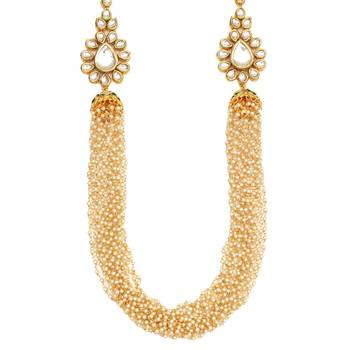 Design long pearl beaded necklace set with kundan studded 3