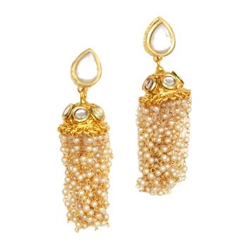 Design long pearl beaded necklace set with kundan studded 4