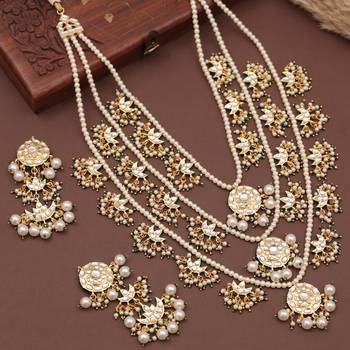 Multilayered kundan long set with pearls mala 1