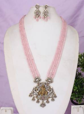 Semi precious beads with victorian pendant set 1