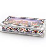 Decorative White Metal 3 Partitions Dryfruit Box Diwali Gift 302