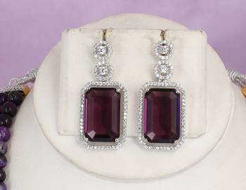 Semi precious beads with zerkon stone pendant set 2