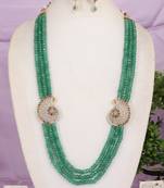 Semi precious beads with zerkon stone pendant set