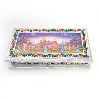 Decorative White Metal 3 Partitions Dryfruit Box Diwali Gift 302 3