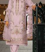 Pink Embroidered Organza Semi_Stitched Semi_Stitched Party Wear Salwarsuit