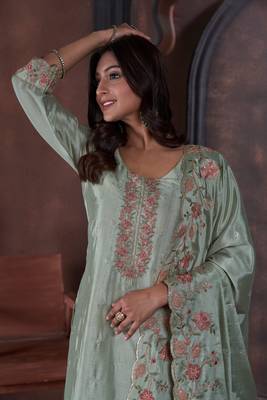 Pista Embroidered Cotton Semi_Stitched Semi_Stitched Party Wear Salwarsuit 2