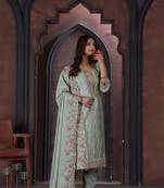 Pista Embroidered Cotton Semi_Stitched Semi_Stitched Party Wear Salwarsuit