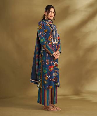 Blue viscose crepe printed kurta sets 3