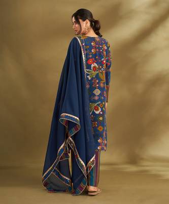 Blue viscose crepe printed kurta sets 5