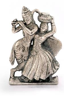 Lord Radha Krishna Antique White Metal Idol Deepawali Gift 311