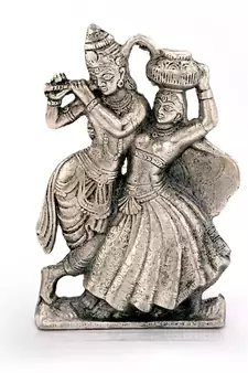 Lord Radha Krishna Antique White Metal Idol Deepawali Gift 311