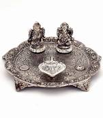 White Metal Lord Laxmi Ganesh With Dia Thali Diwali Gift 317