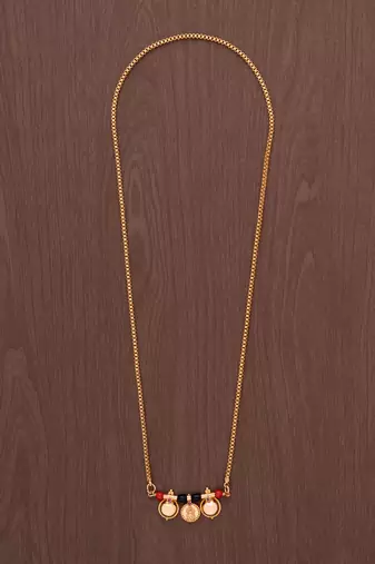 Golden box chain Mangalsutra LONG with triple vati one gram gold