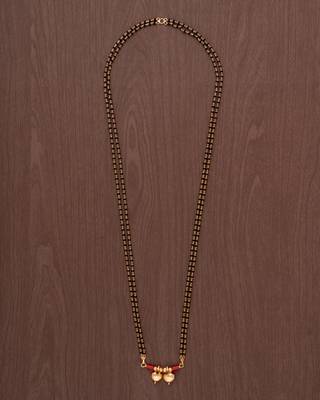 Black beads mangalsutra LONG 30" with double vati one gram gold 2