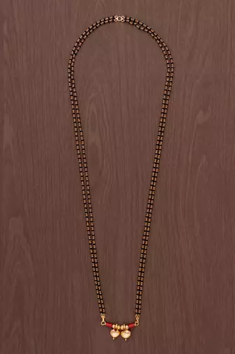 Black beads mangalsutra LONG 30" with double vati one gram gold