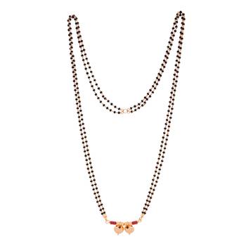 Black beads mangalsutra LONG 30" with double vati one gram gold 3