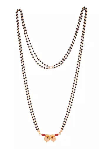 Black beads mangalsutra LONG 30" with double vati one gram gold