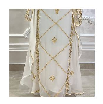 Grand White Kaftan Gown with Gold Stone and Zari Work | Luxury Event Wear 3