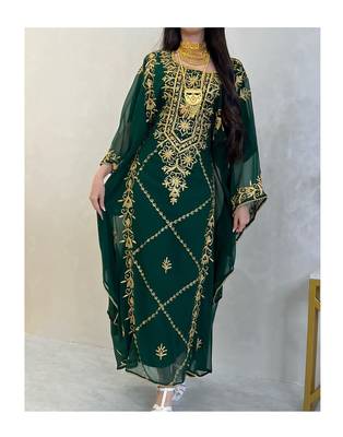 Emerald Green Reception Kaftan for Women 1