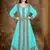 Cyan color Full Sleeves Handmade Moroccan Kaftan with hijab