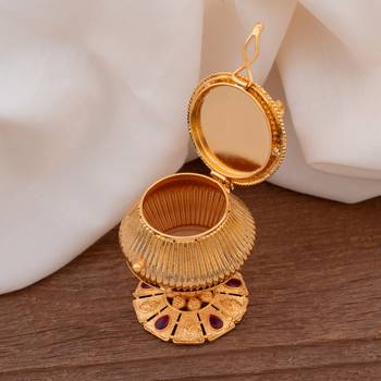 Golden Kumkum Dabbi with Laxmi idol one gram gold 2