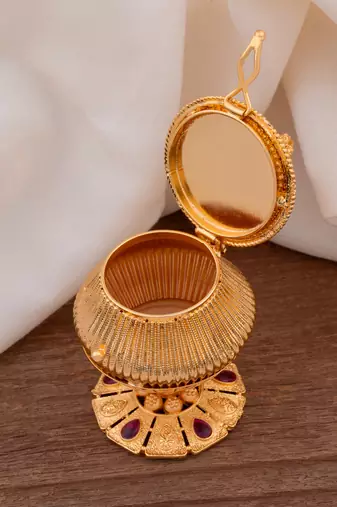 Golden Kumkum Dabbi with Laxmi idol one gram gold