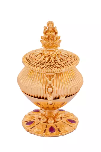 Golden Kumkum Dabbi with Laxmi idol one gram gold
