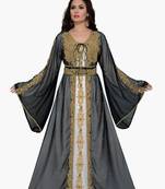 Black & white color luxurious Handmade Moroccan Kaftan with hijab