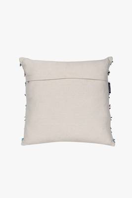 Mezposh cream & multi self design cotton acrylic jacquard cushion cover (16"x16") 3