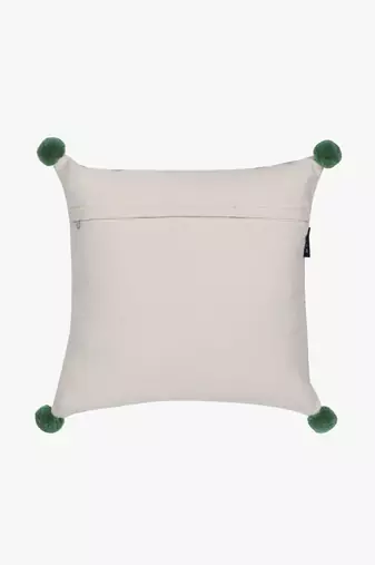 Mezposh natural & sage  striped cotton acrylic jacquard cushion cover (16"x16")