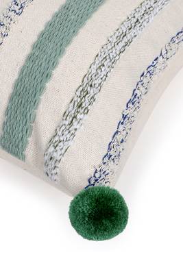Mezposh natural & sage  striped cotton acrylic jacquard cushion cover (16"x16") 5