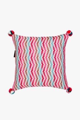 Mezposh natural & multi striped cotton acrylic jacquard cushion cover (16"x16") 2