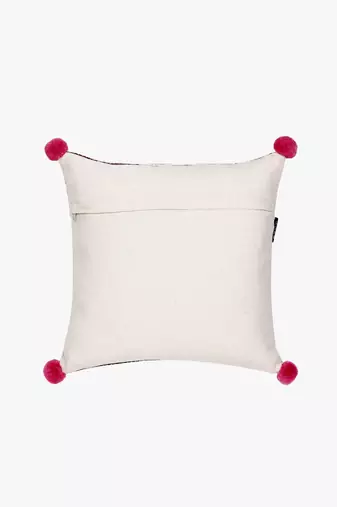 Mezposh natural & multi aztec self design cotton acrylic jacquard cushion cover (16"x16")