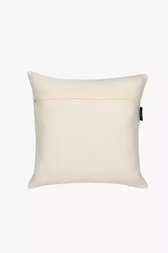 Mezposh natural, pink & green quirky embroidered cotton canvas cushion cover (16"x16")