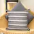 Mezposh natural & black striped cotton acrylic jacquard cushion cover (16"x16")