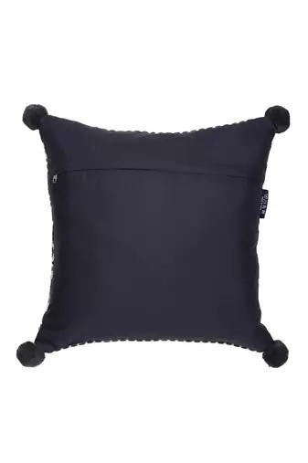 Mezposh natural & grey aztec self design cotton lurex jacquard cushion cover (16"x16")