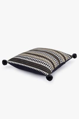 Mezposh natural & grey aztec self design cotton lurex jacquard cushion cover (16"x16") 4