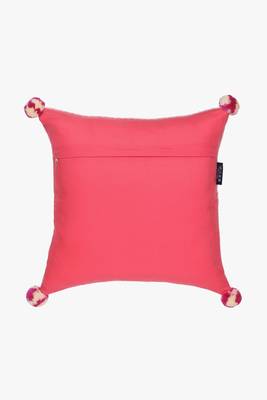 Mezposh hot pink & beige chevron  cotton acrylic jacquard cushion cover (16"x16") 3