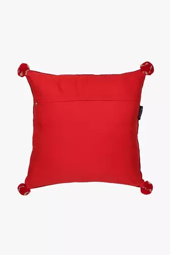 Mezposh cherry red & cream snowflake pattern polyvelvet cushion cover (16"x16")