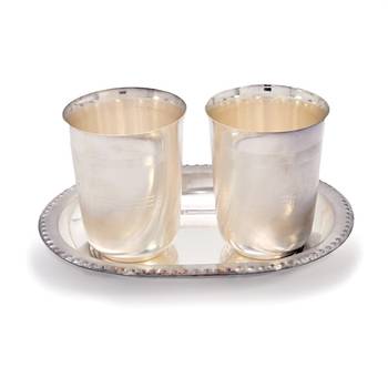 Silver Polished Designer 2 Brass Glass N Tray Diwali Gift 335 1