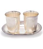 Silver Polished Designer 2 Brass Glass N Tray Diwali Gift 335