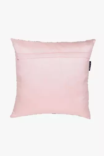 Mezposh cream & multi floral embroidered faux silk cushion cover (16"x16")