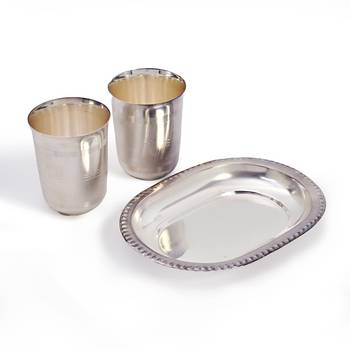Silver Polished Designer 2 Brass Glass N Tray Diwali Gift 335 2